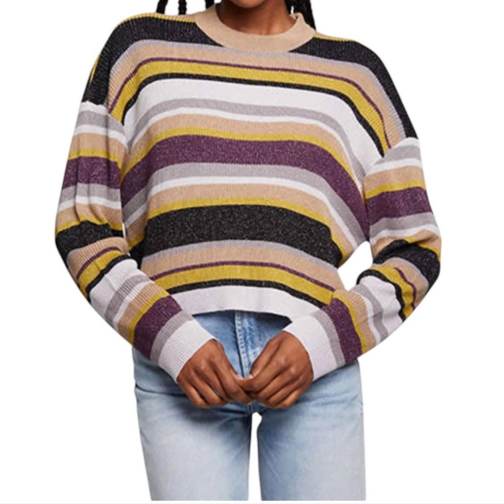 Chaser Ramonee Haight Street Stripe Pullover Long Sleeve Sweater Size Small